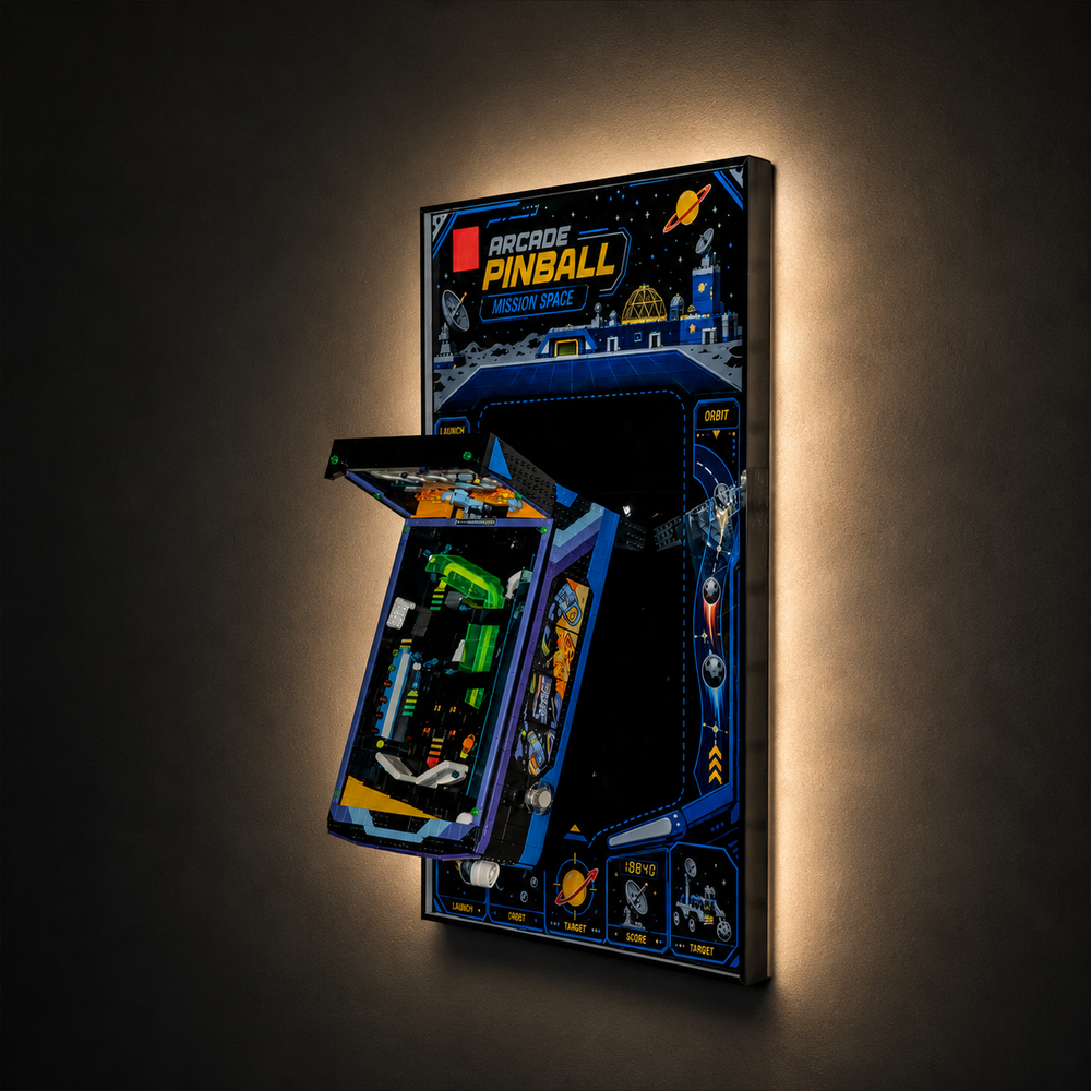 Wall Display Frame Compatible with LEGO® Arcade Pinball Machine 11374