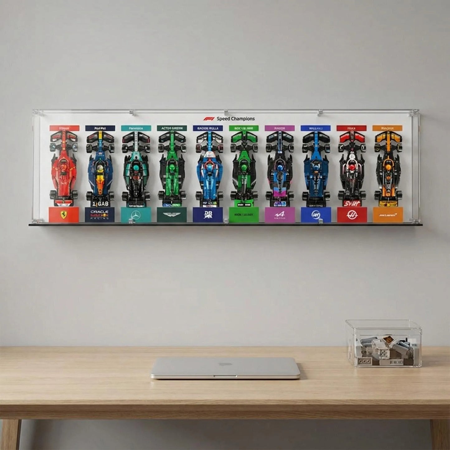 Acryl-Vitrine für LEGO Speed ​​Champions F1-Autos (1x10-Raster)