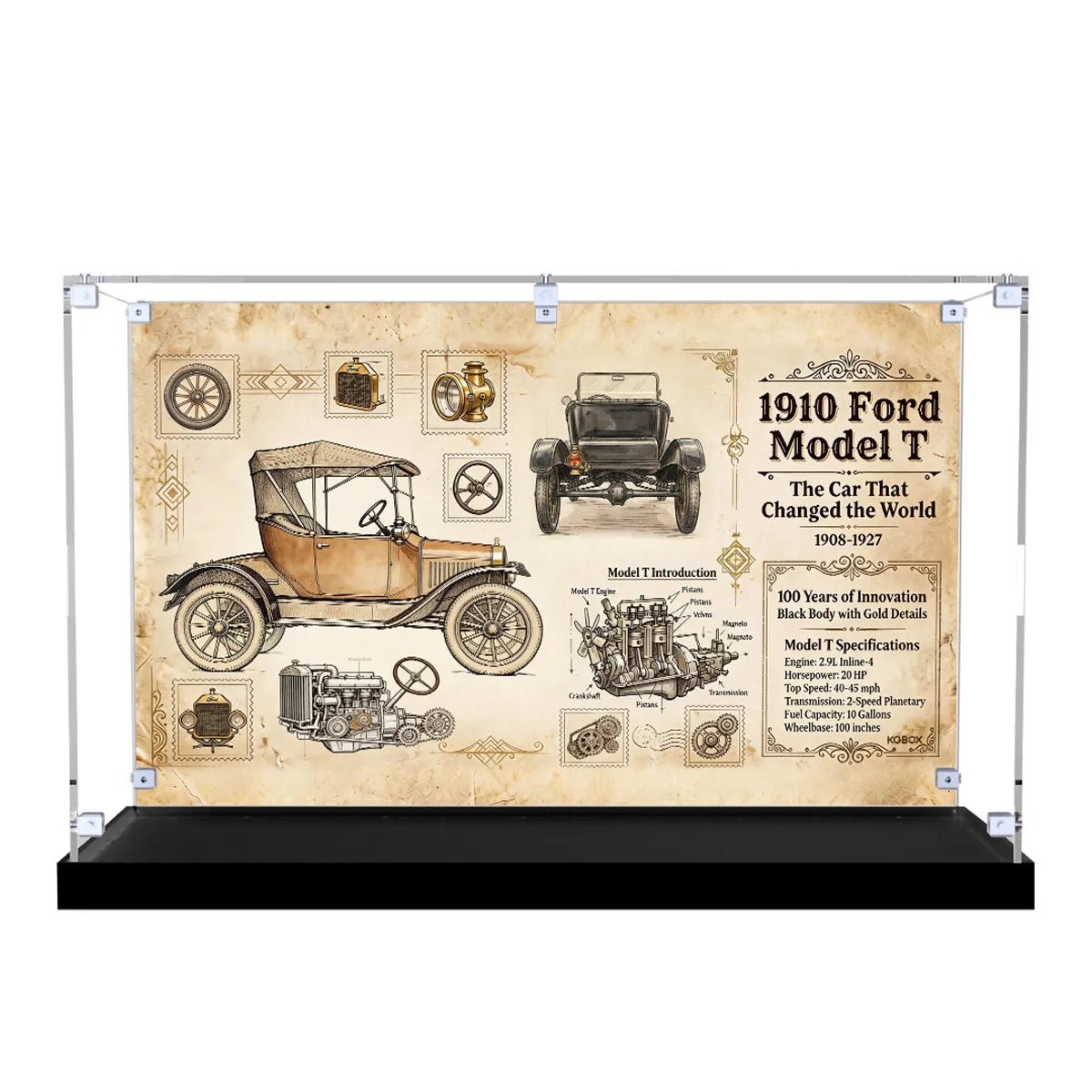 Acrylic Display Case Compatible with LEGO® Ford Model T 11376 - brickzonehub