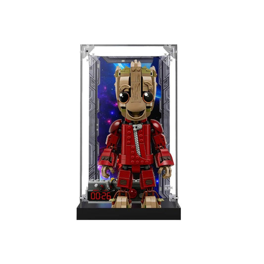 Acrylic Display Case Compatible with LEGO® Marvel Ravager Jumpsuit Groot 76341 - brickzonehub