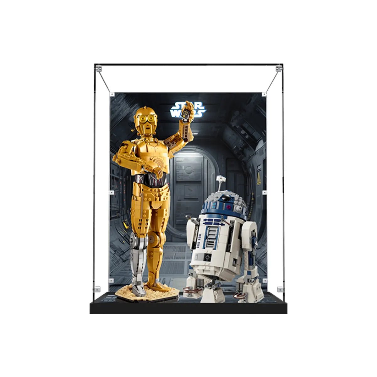 Acrylic Display Case Compatible with LEGO® Star Wars™ C - 3PO™ & R2 - D2™ 75398/75379 - brickzonehub