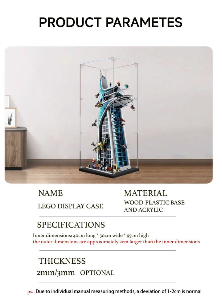 Acrylic Display Case for LEGO® 76296 Avengers Tower - brickzonehub