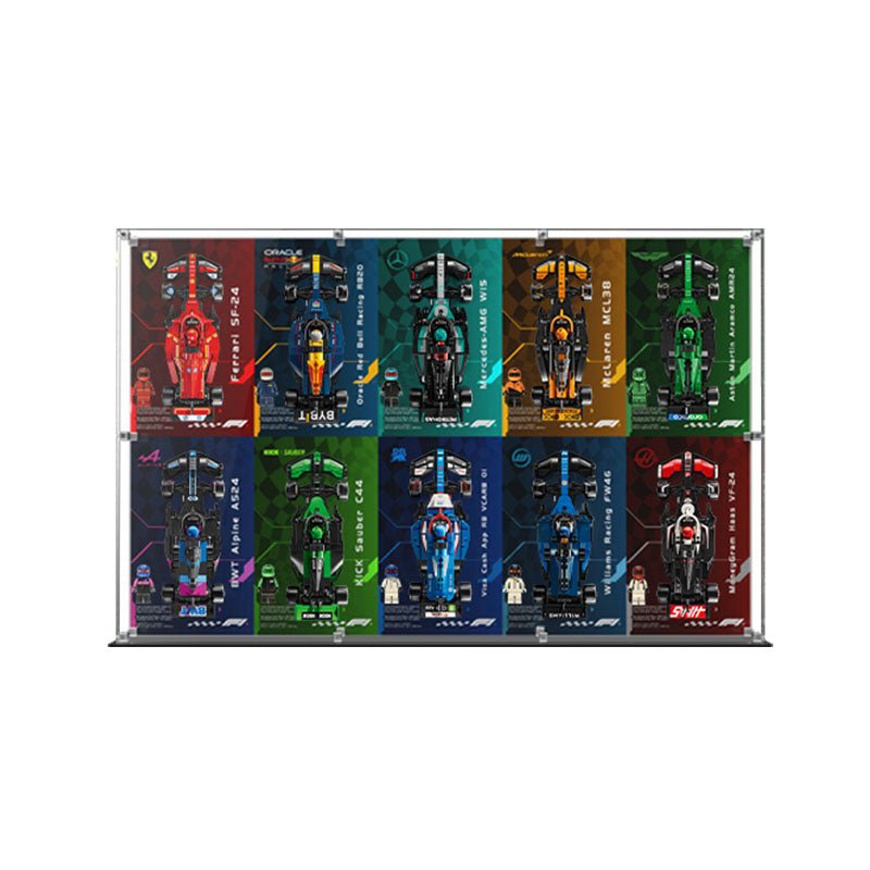 Acrylic Display Case for LEGO Speed Champions F1 Cars (2x5 Grid) - brickzonehub