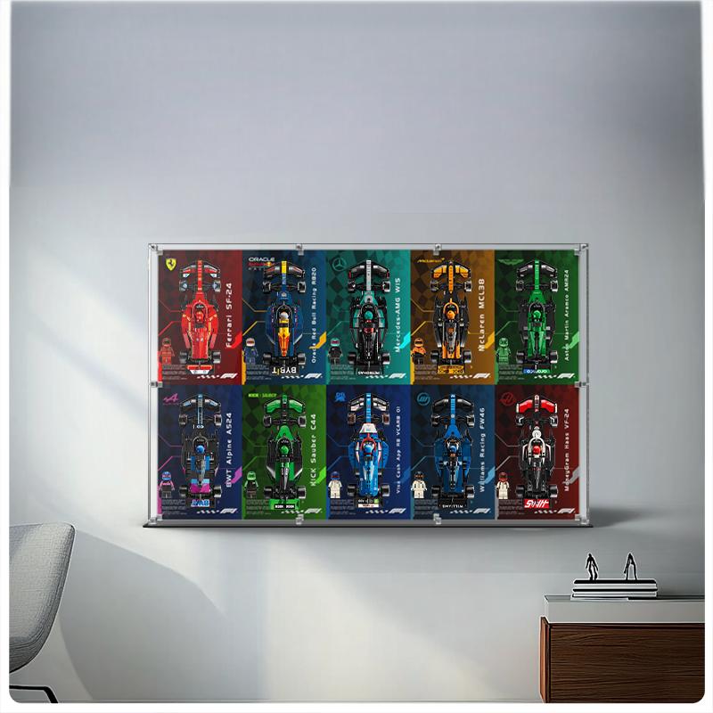 Acrylic Display Case for LEGO Speed Champions F1 Cars (2x5 Grid) - brickzonehub