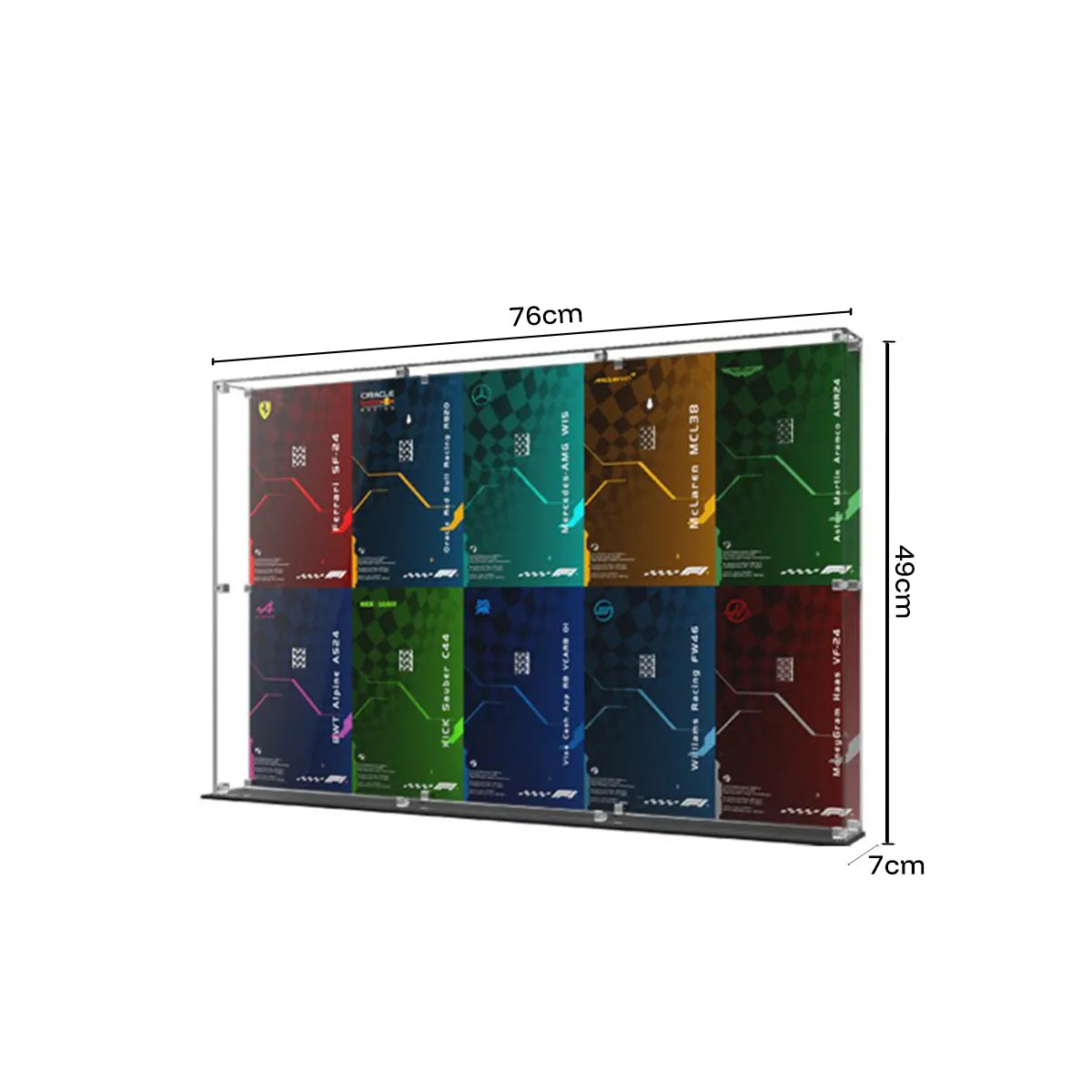 Acryl-Vitrine für LEGO Speed ​​Champions F1-Autos (2x5-Raster)