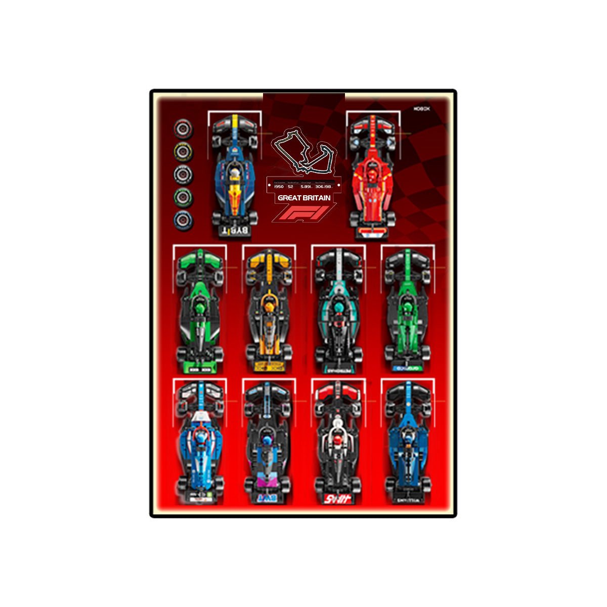 Acrylic Display Frame with British GP Background for LEGO® F1® Cars - brickzonehub