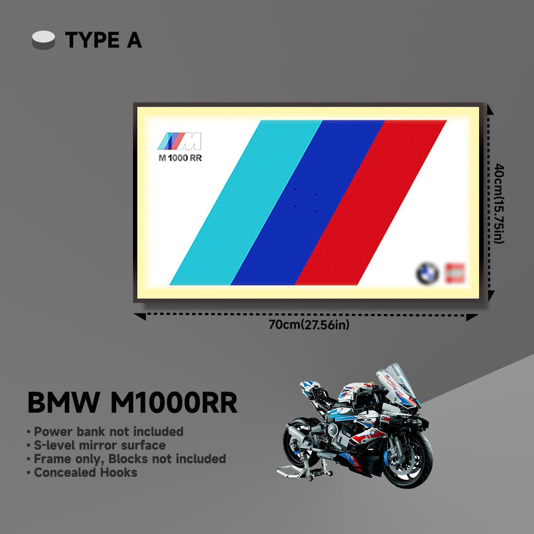 BMW M 1000 RR Display Frame for Lego® 42130 Motorcycle - brickzonehub
