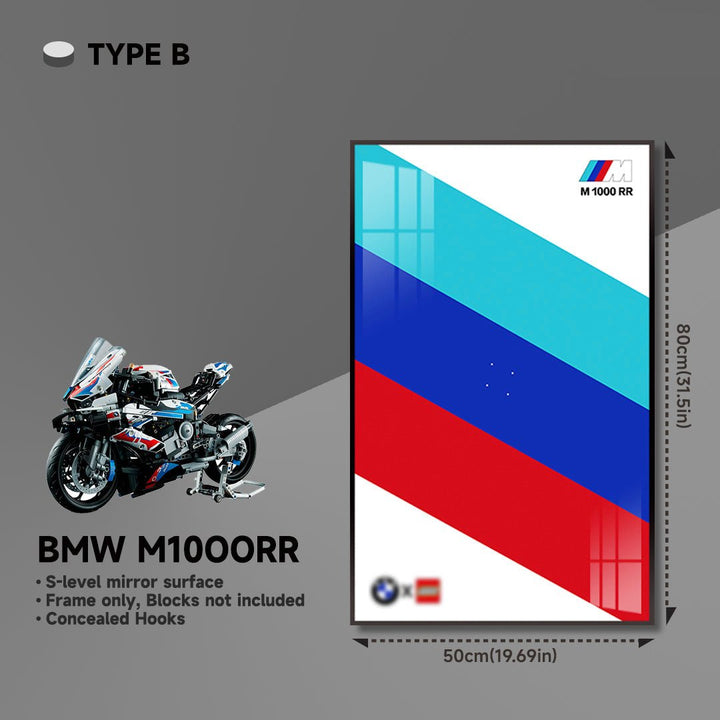 BMW M 1000 RR Display Frame for Lego® 42130 Motorcycle - brickzonehub
