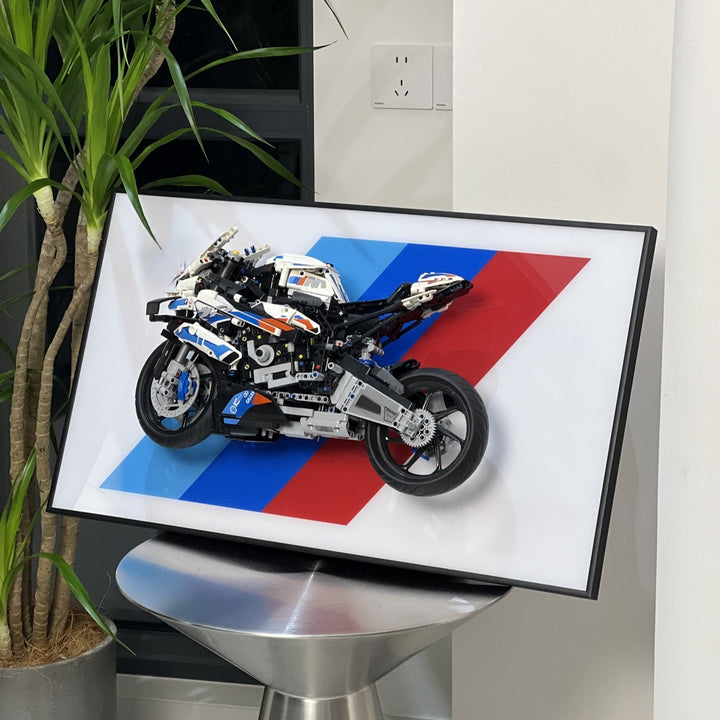 BMW M 1000 RR Display Frame for Lego® 42130 Motorcycle - brickzonehub