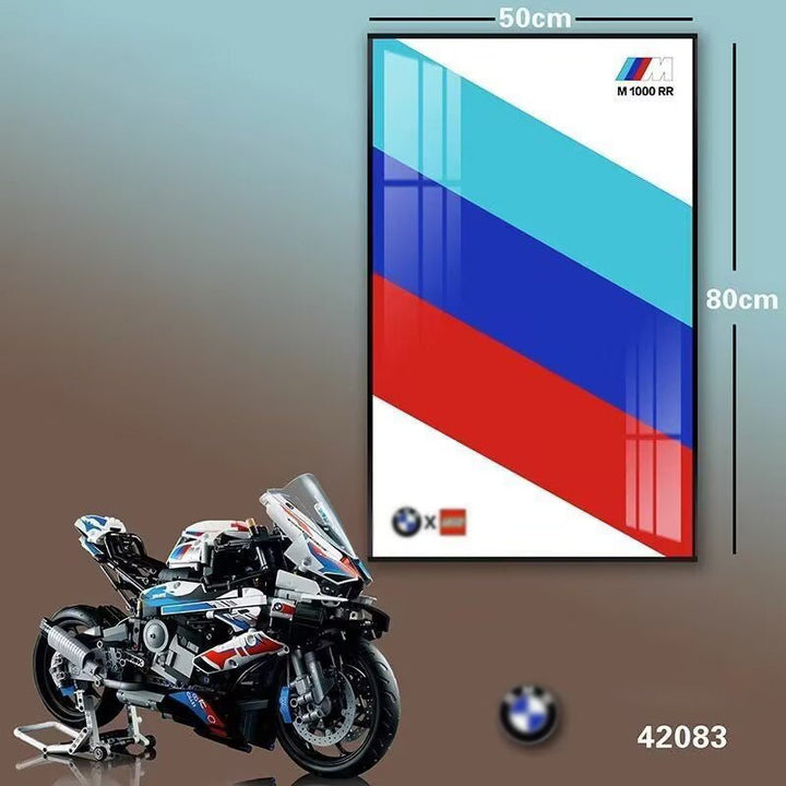 BMW M 1000 RR Display Frame for Lego® 42130 Motorcycle - brickzonehub