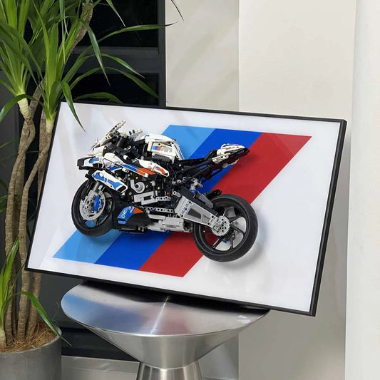 BMW M 1000 RR Display Frame for Lego® 42130 Motorcycle - brickzonehub