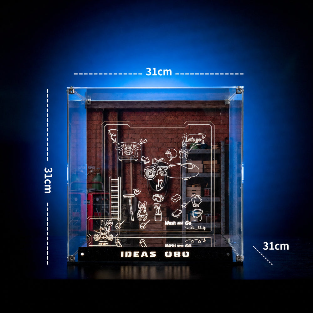 KGBOX acrylic display case dimensions 31 x 31 x 31 cm for LEGO 21371 Wallace and Gromit