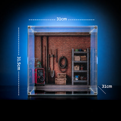 KGBOX standard acrylic display case dimensions 31 x 31.5 x 31 cm for LEGO 21371 Wallace and Gromit