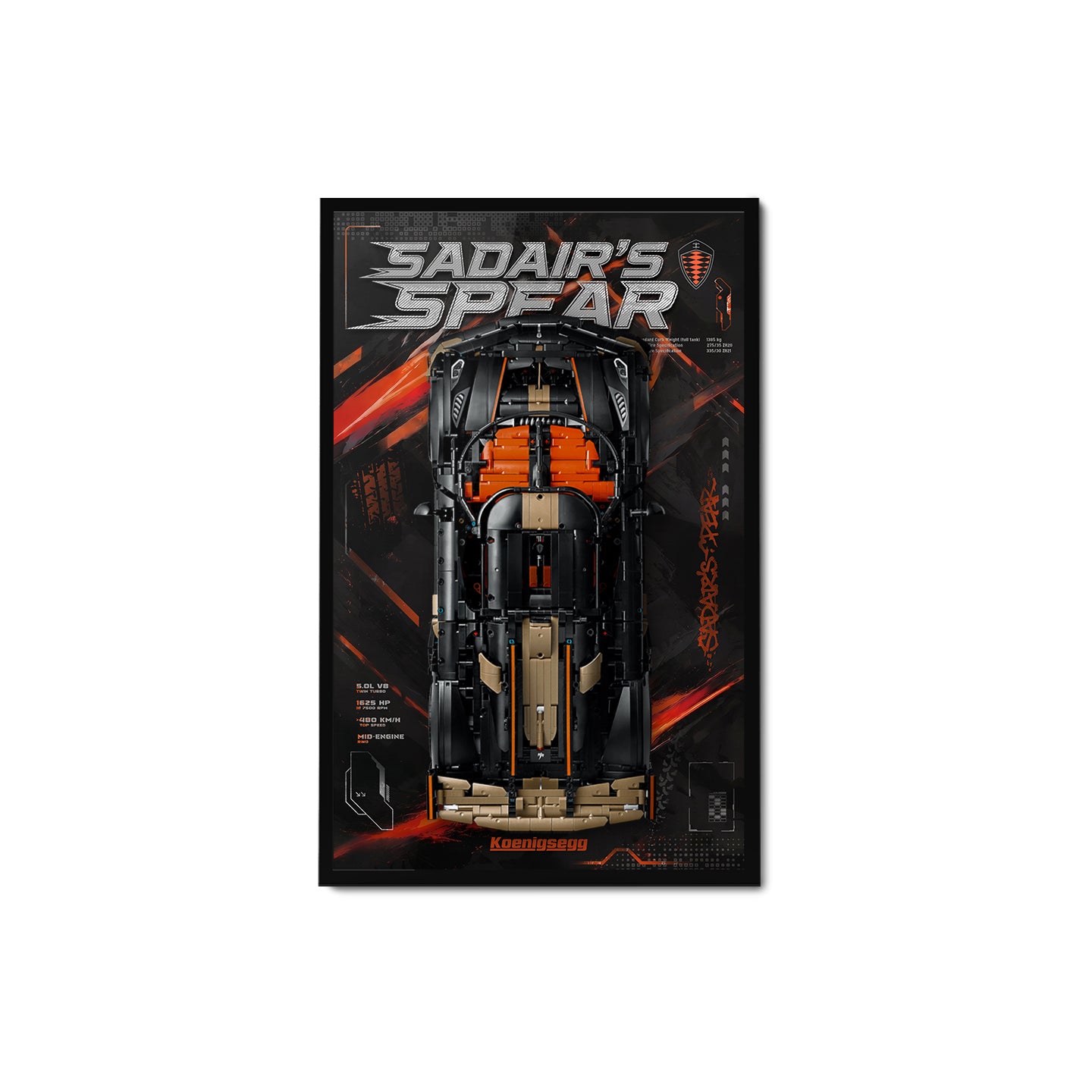 Premium-Wanddisplay kompatibel mit LEGO® Technic™ McLaren F1 42141 Stil D