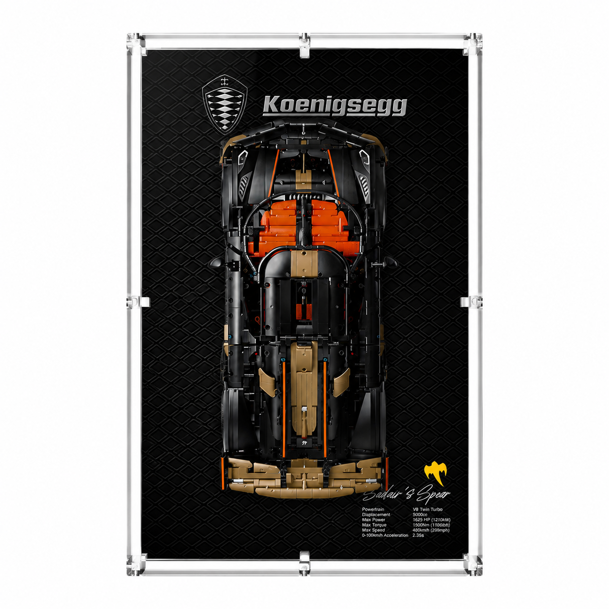 Wall Display Case for LEGO® Technic™ Koenigsegg Sadair’s Spear 42232