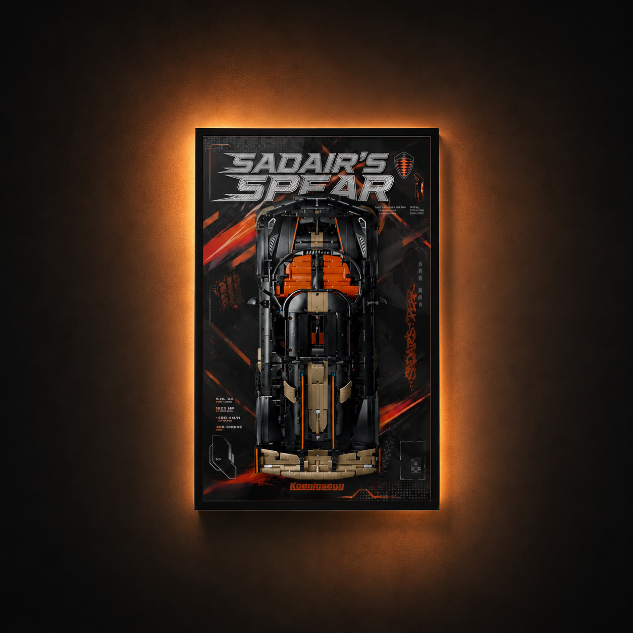 Premium-Wanddisplay kompatibel mit LEGO® Technic™ McLaren F1 42141 Stil D