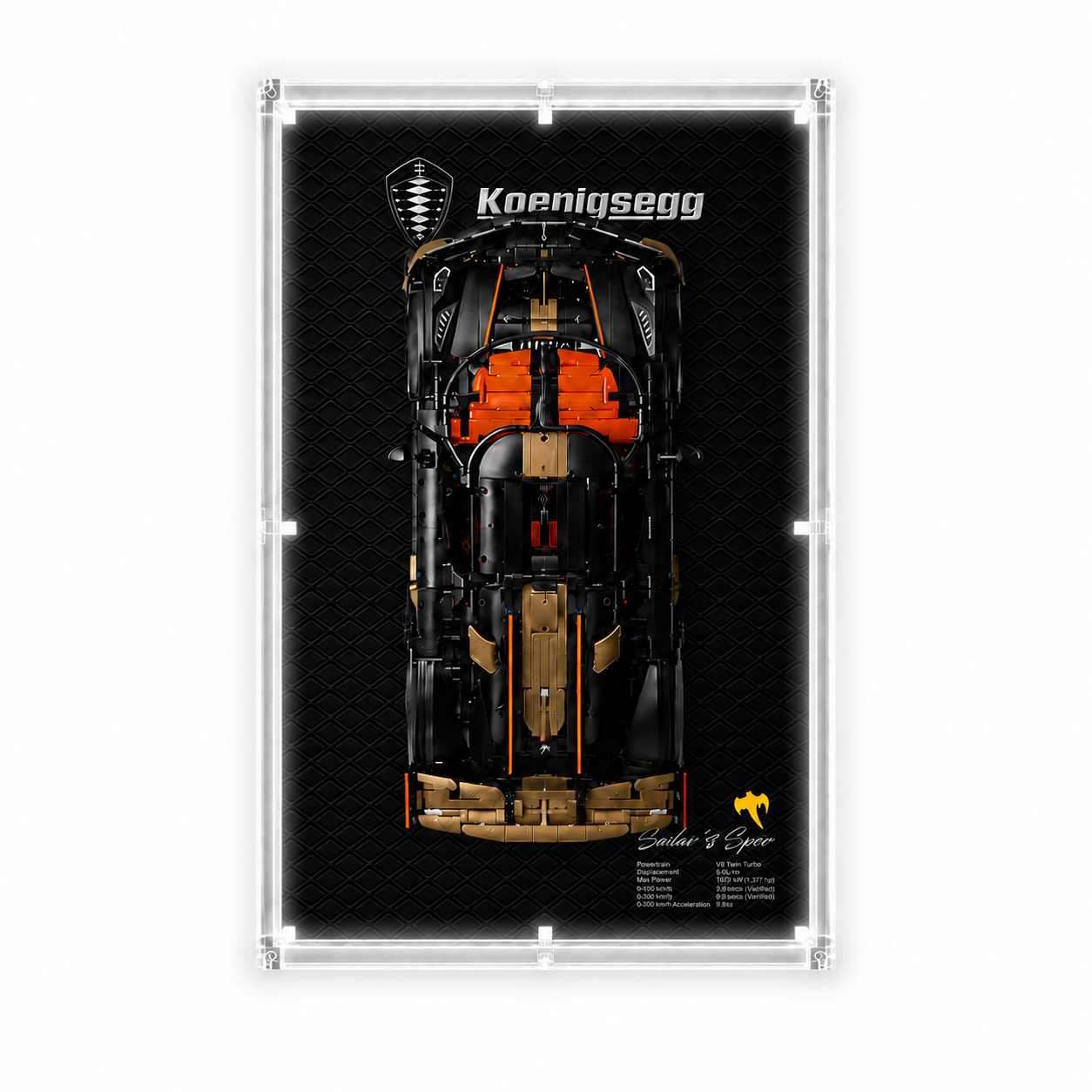 Wall Display Case for LEGO® Technic™ Koenigsegg Sadair’s Spear 42232