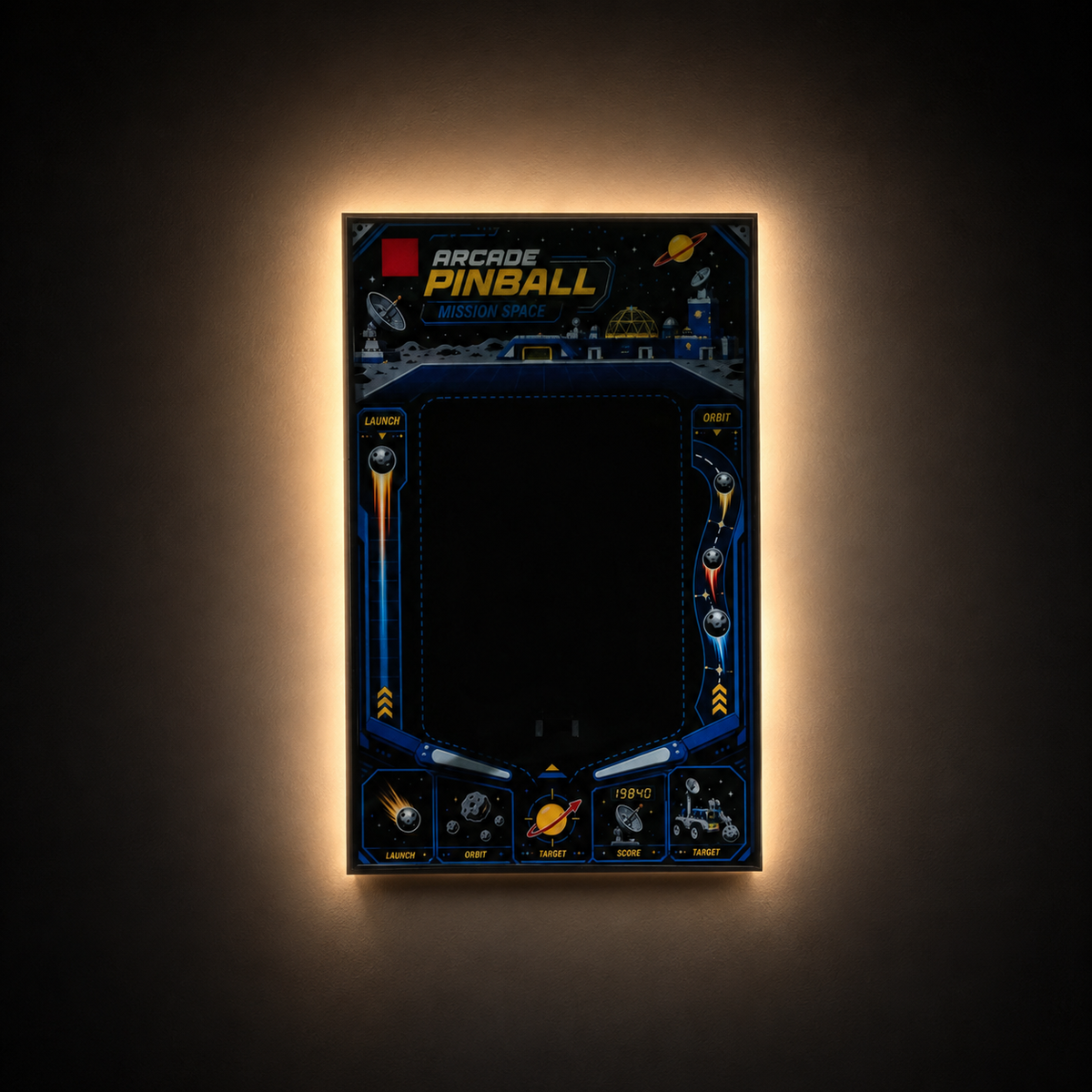 Wall Display Frame Compatible with LEGO® Arcade Pinball Machine 11374