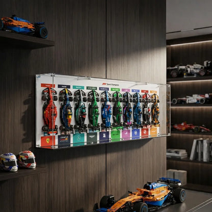Acryl-Vitrine für LEGO Speed ​​Champions F1-Autos (1x10-Raster)
