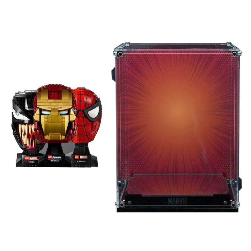 Crystal Display Case for LEGO® Marvel Helmet Series – UV Backdrop Edition - brickzonehub