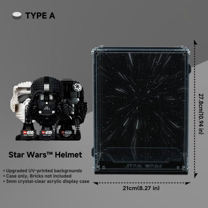 Crystal Display Case for LEGO® Star Wars Helmets – Premium UV - Printed Acrylic Protection Box - brickzonehub