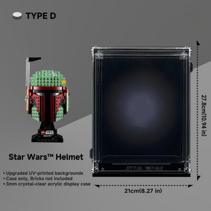 Crystal Display Case for LEGO® Star Wars Helmets – Premium UV - Printed Acrylic Protection Box - brickzonehub