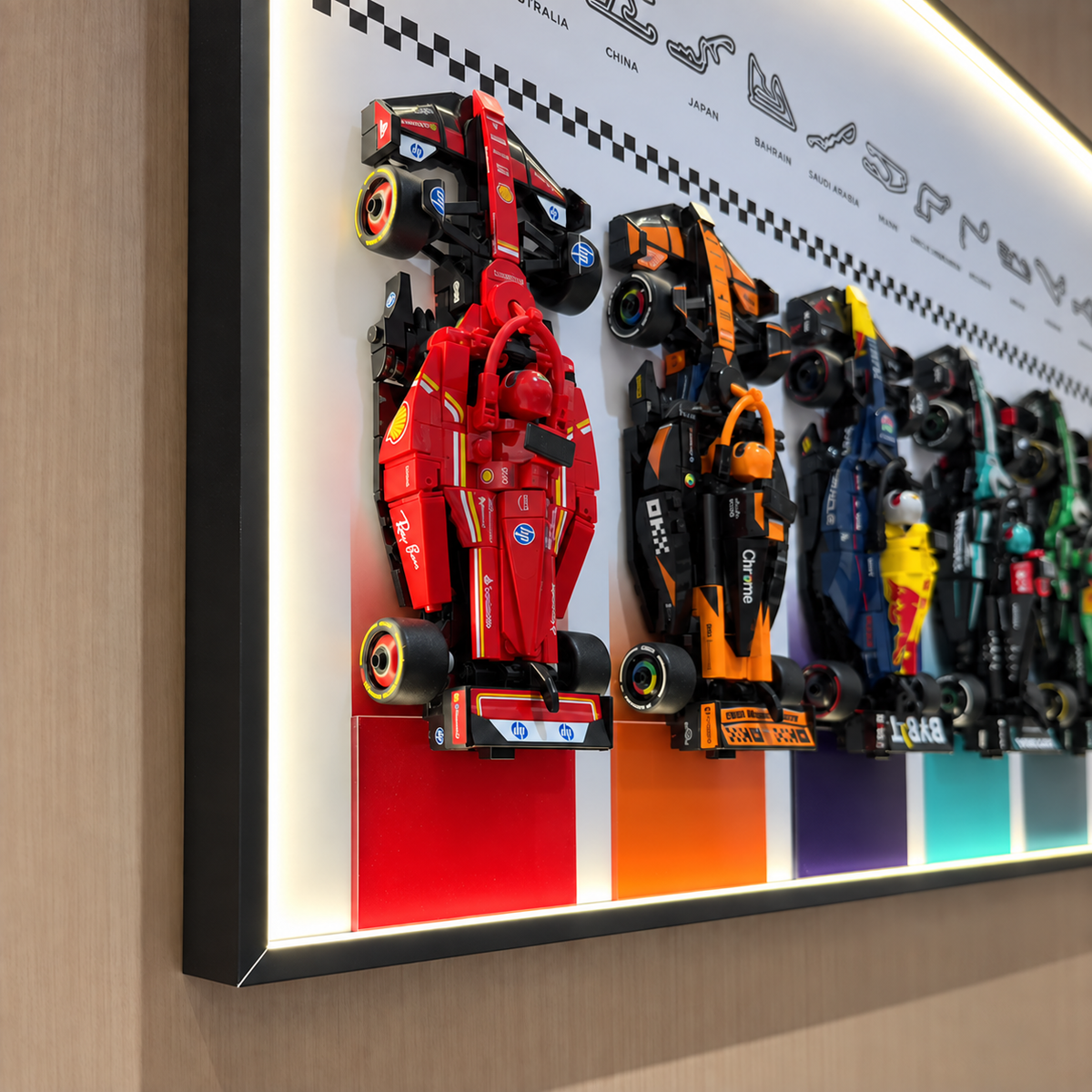 Wall Display Frame for LEGO® Speed Champions F1 | 12-Car | Grand Prix | White
