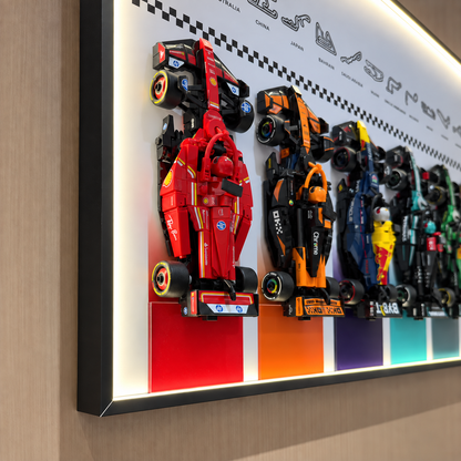 Wall Display Frame for LEGO® Speed Champions F1 | 12-Car | Grand Prix | White