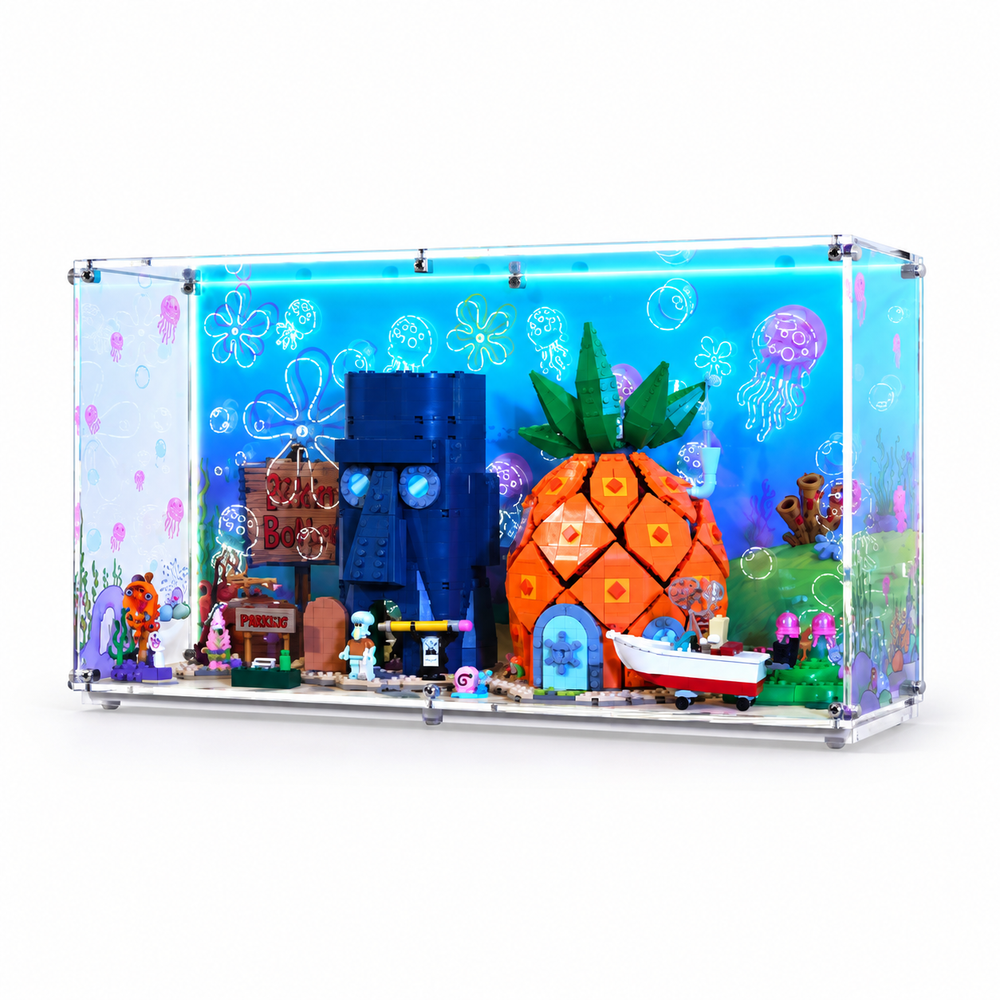 Wall-Mounted Display Case Compatible with LEGO® SpongeBob SquarePants™: Bikini Bottom Set 11386