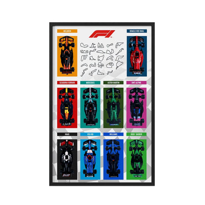 Wall Display Frame Compatible with LEGO® Speed Champions F1 Cars Style B