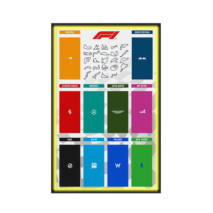 Wall Display Frame Compatible with LEGO® Speed Champions F1 Cars Style B