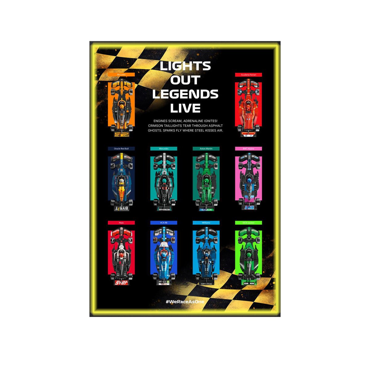 F1 Black & Gold Wall Display Frame Compatible with LEGO® Speed Champions - brickzonehub