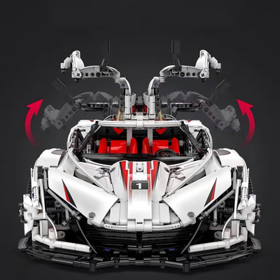 lego-MOC White V12 Hypercar Building Kit – Technic Supercar Model 1:8 Race Car-collectors-uk