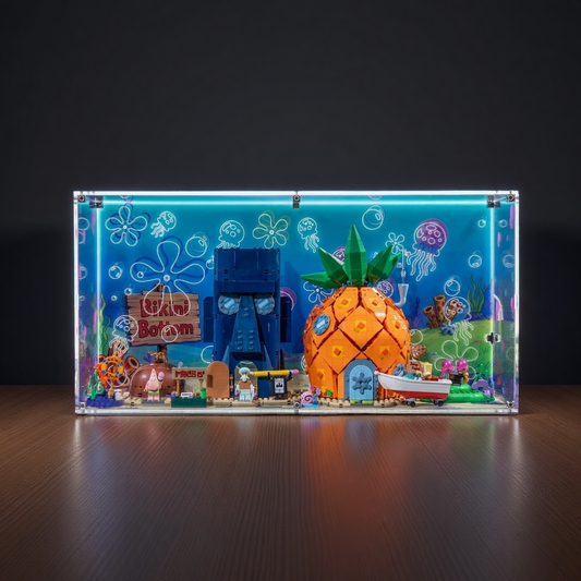 Wall-Mounted Display Case Compatible with LEGO® SpongeBob SquarePants™: Bikini Bottom Set 11386
