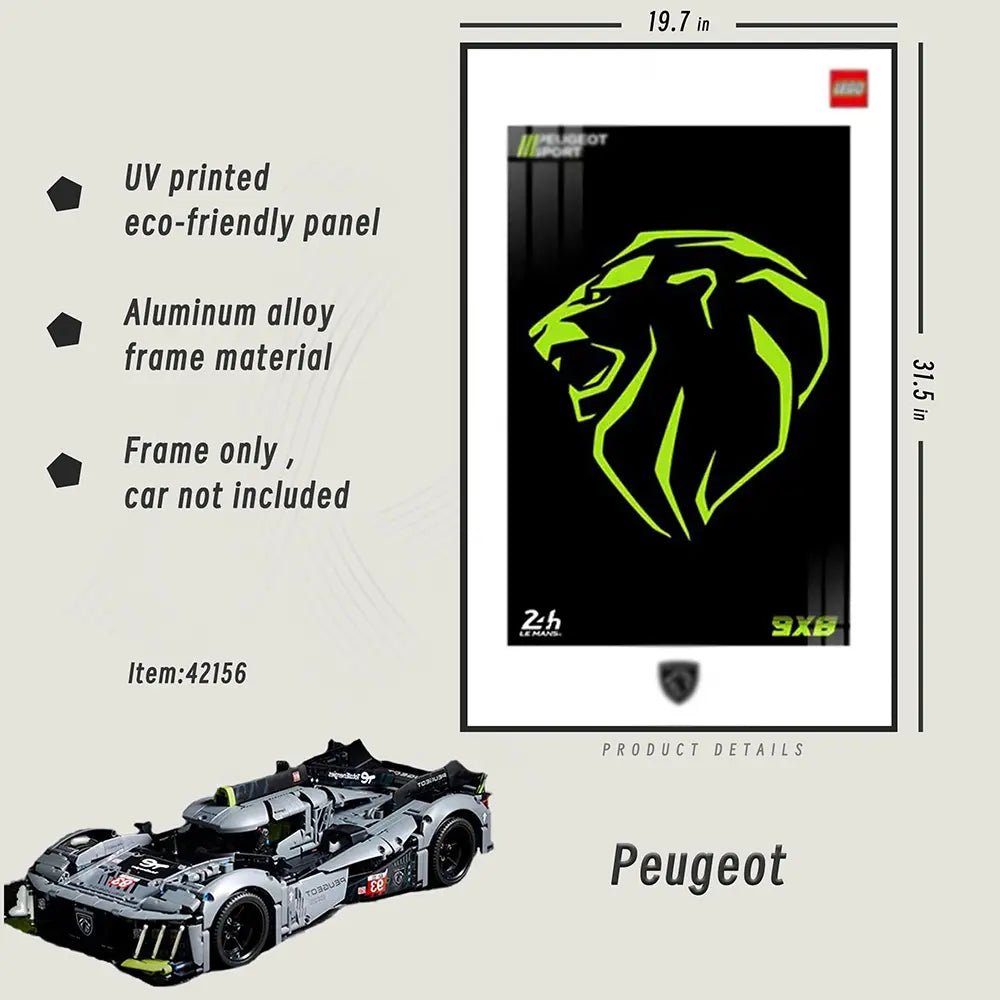 LED Wall Display Frame for LEGO® Peugeot 42156 - brickzonehub