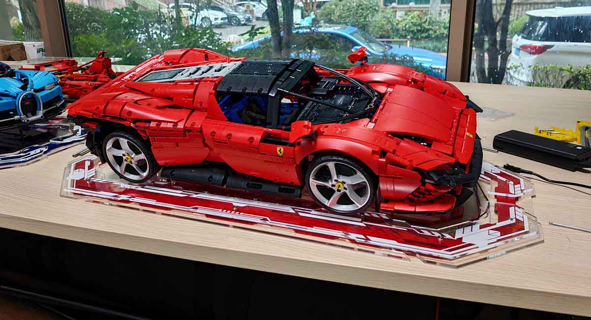 Original Red Acrylic Display Frame for LEGO® Technic Ferrari Daytona SP3 42143 - brickzonehub