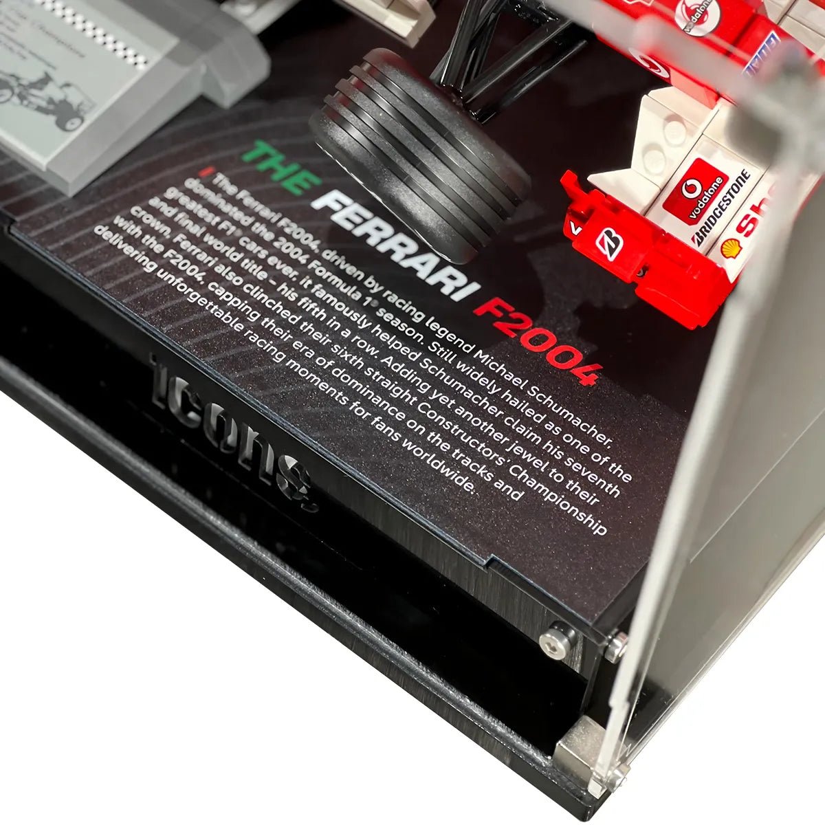 Premium Display Case Compatible with LEGO® Ferrari F2004 & Michael Schumacher 11375 - brickzonehub