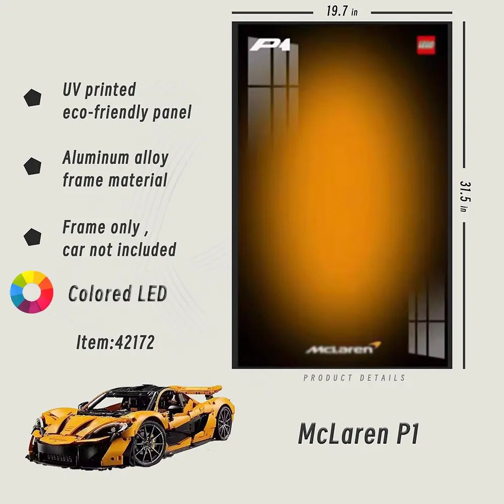 Premium Wall Display Frame for LEGO® 42172 McLaren P1 - brickzonehub