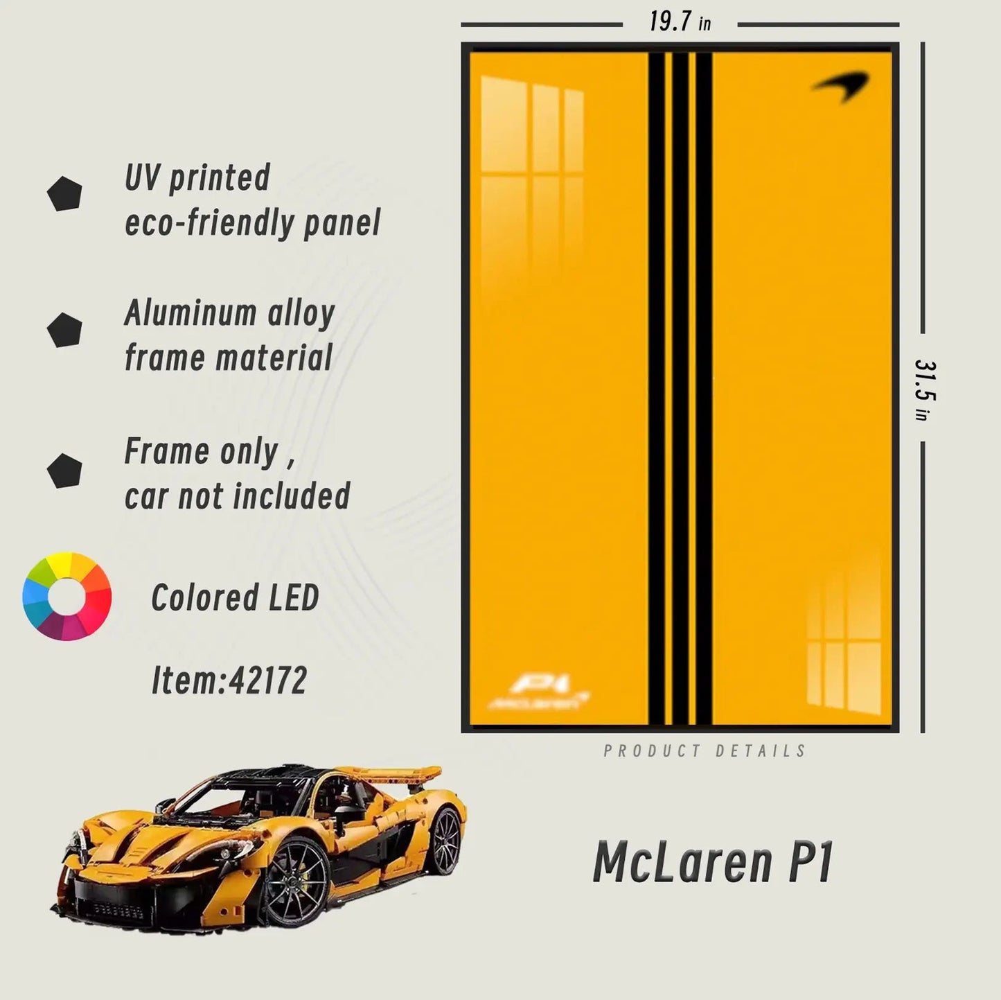 Premium Wall Display Frame for LEGO® 42172 McLaren P1 - brickzonehub