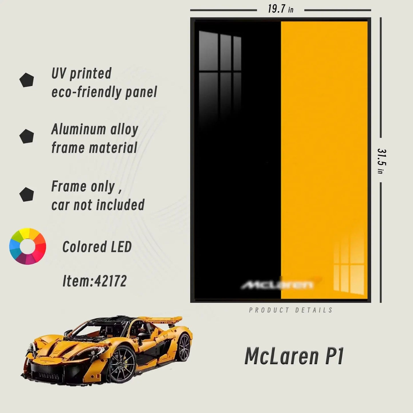 Premium Wall Display Frame for LEGO® 42172 McLaren P1 - brickzonehub