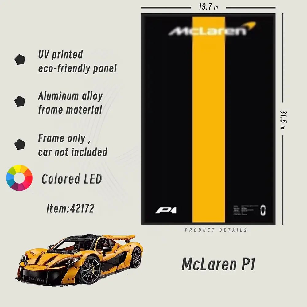Premium Wall Display Frame for LEGO® 42172 McLaren P1 - brickzonehub