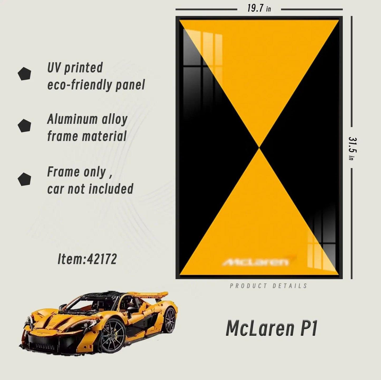 Premium Wall Display Frame for LEGO® 42172 McLaren P1 - brickzonehub