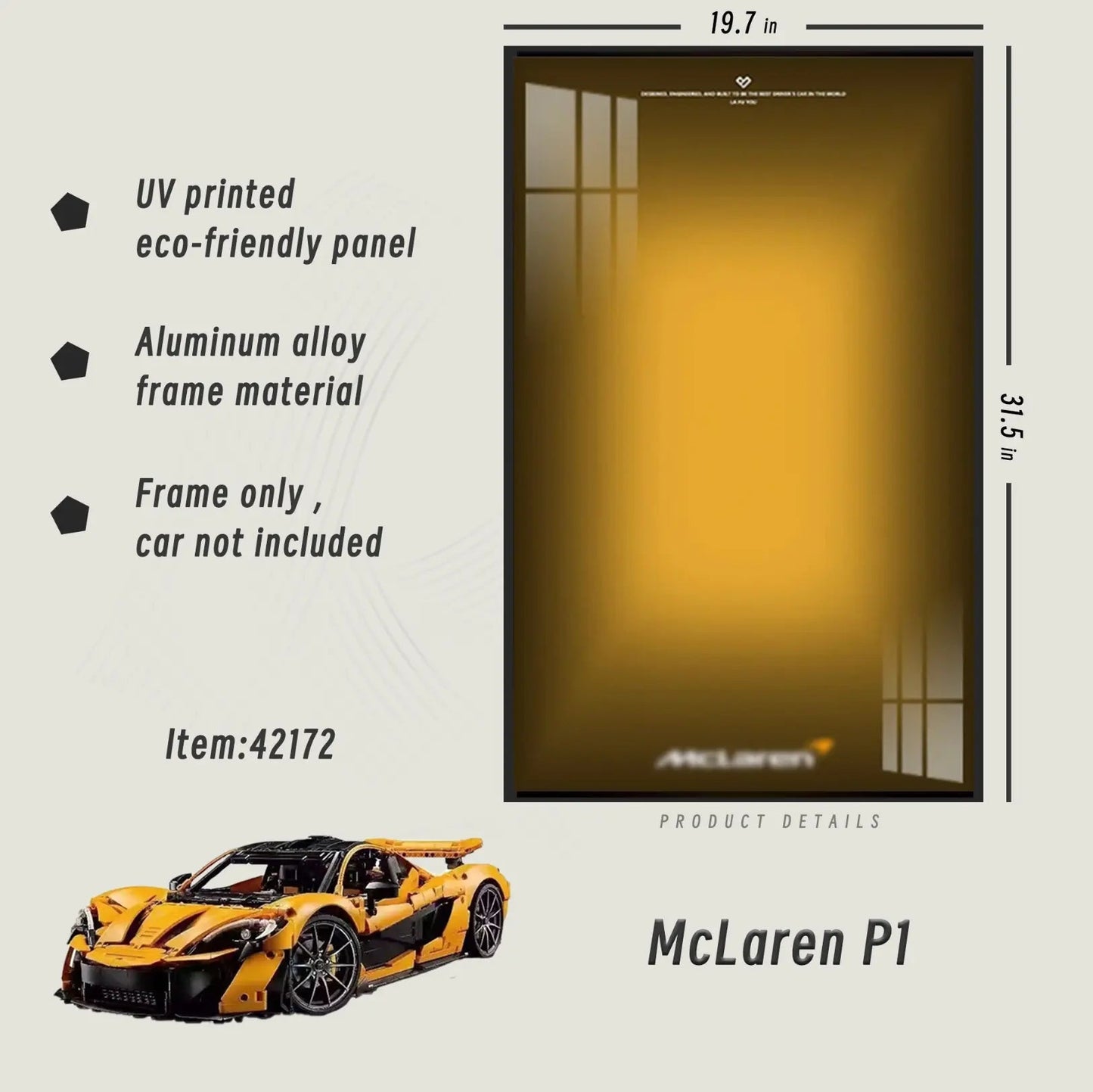 Premium Wall Display Frame for LEGO® 42172 McLaren P1 - brickzonehub