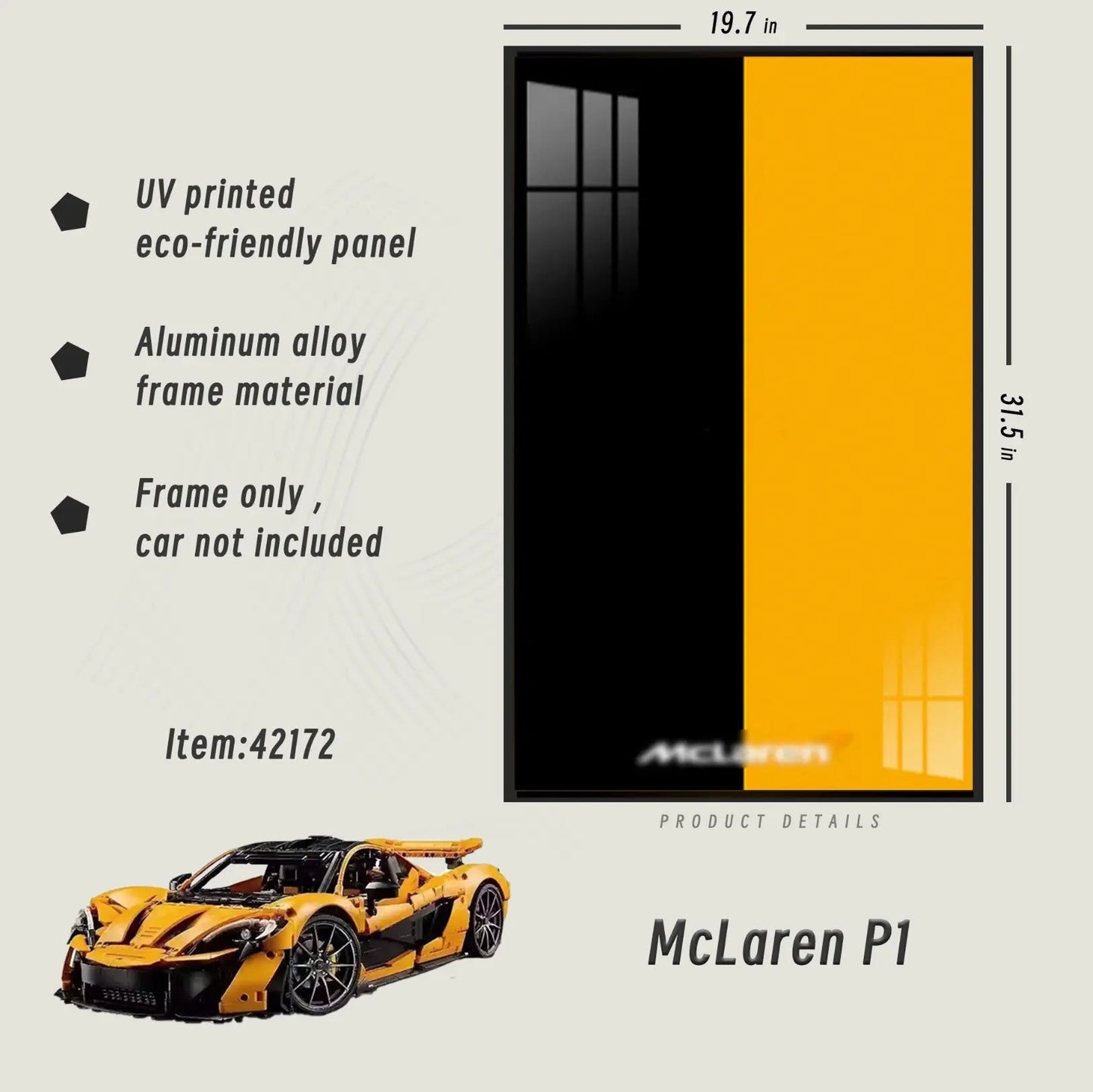 Premium Wall Display Frame for LEGO® 42172 McLaren P1 - brickzonehub