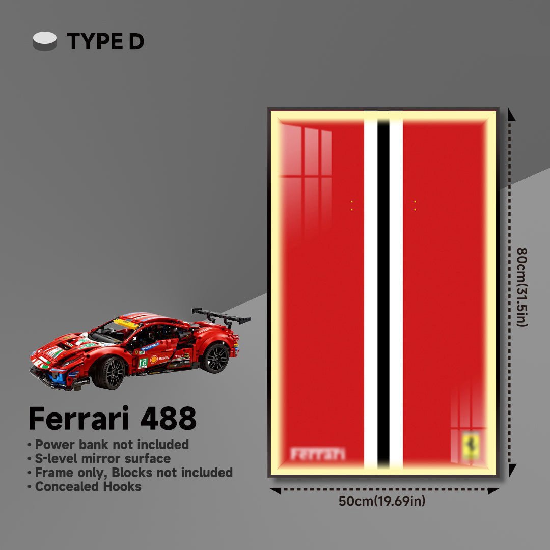 Premium Wall Mount Display Frame for LEGO® Technic™ Ferrari 488 GTE 42125 - brickzonehub