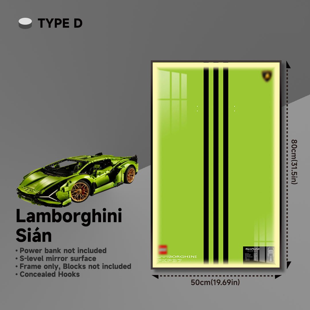 Premium Wall Mount Display Frame for LEGO® Technic™ Lamborghini Sian 42115 - brickzonehub