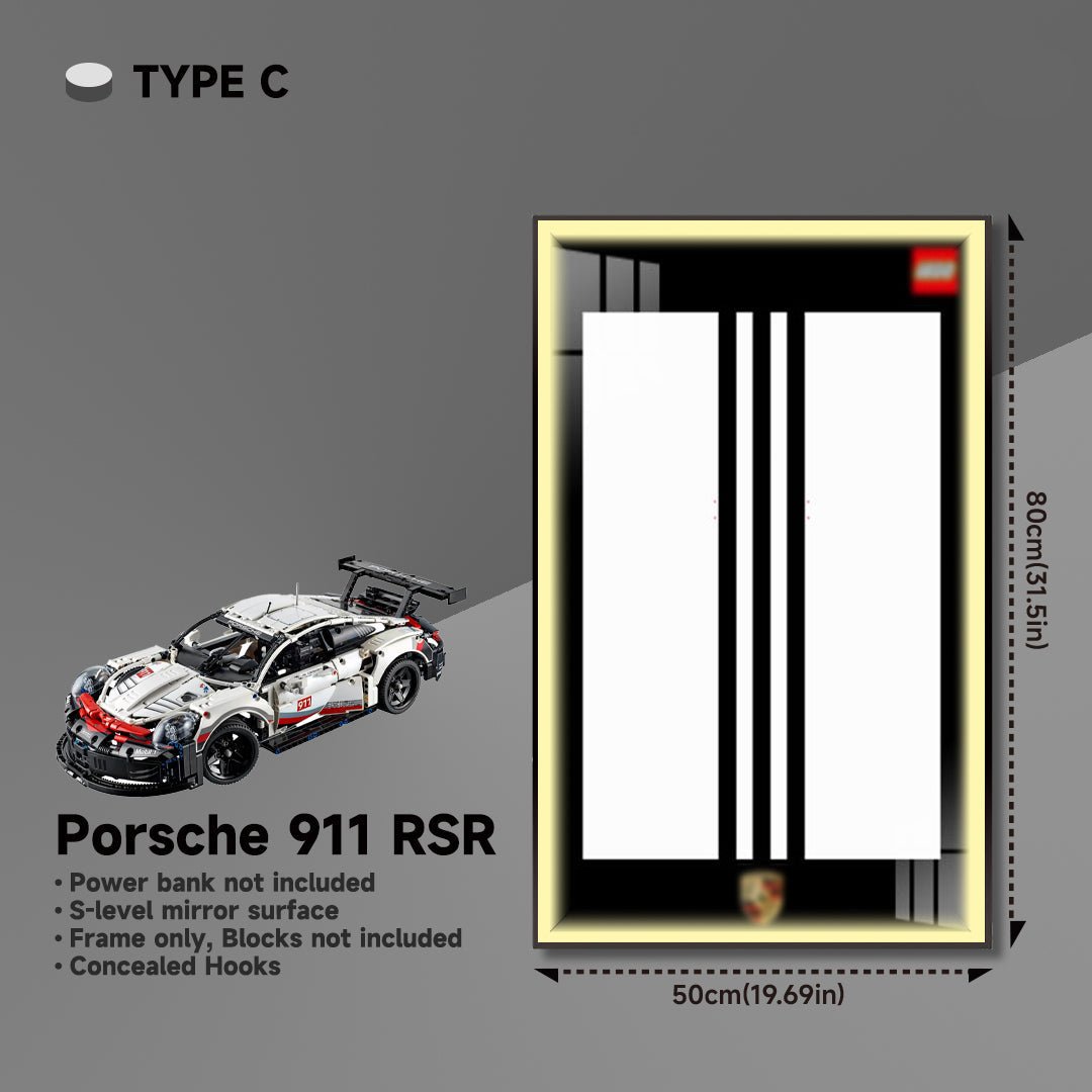 Premium Wall Mount Display Frame for LEGO® Technic™ Porsche 911 RSR 42096 - brickzonehub