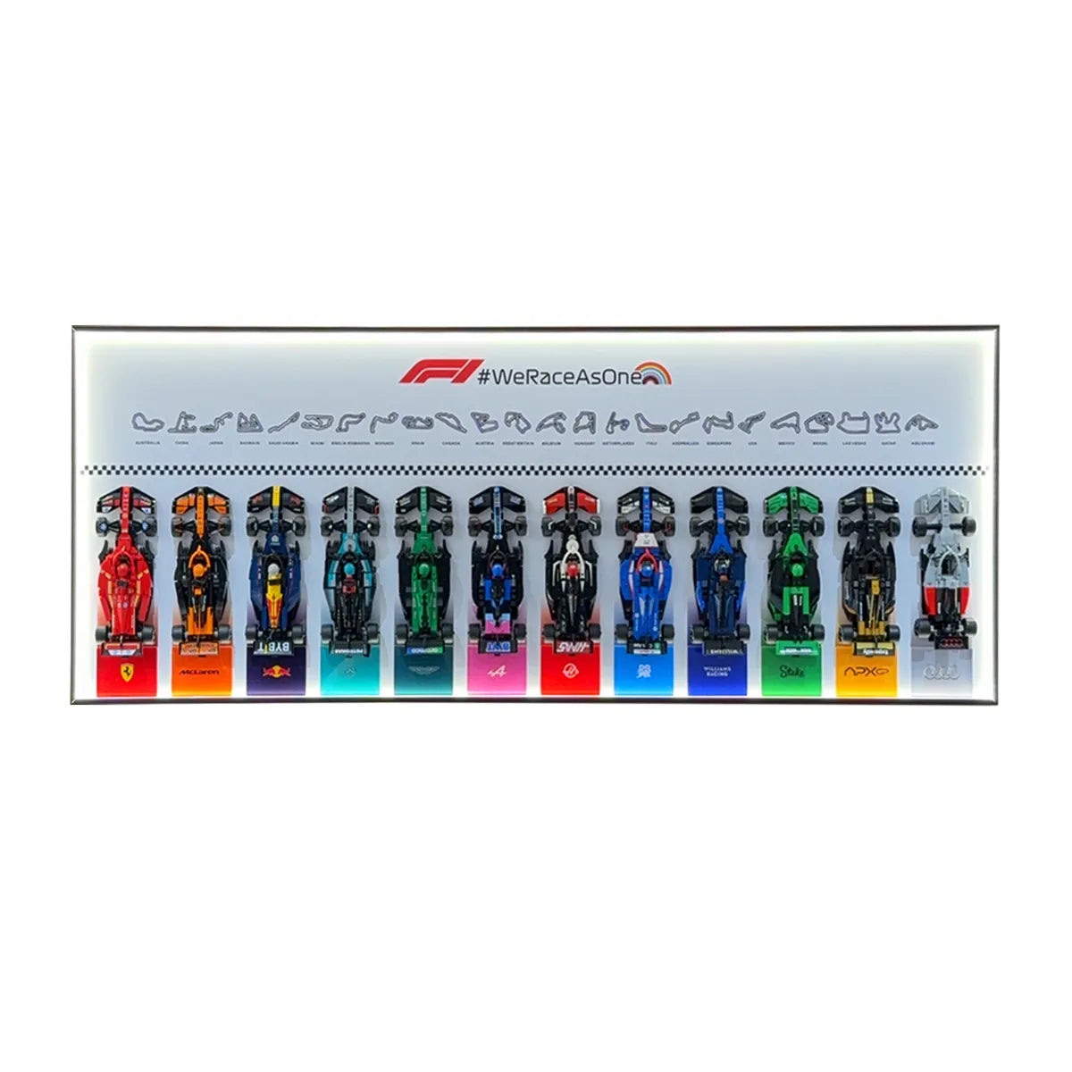 Wall Display Frame for LEGO® Speed Champions F1 | 12-Car | Grand Prix | White