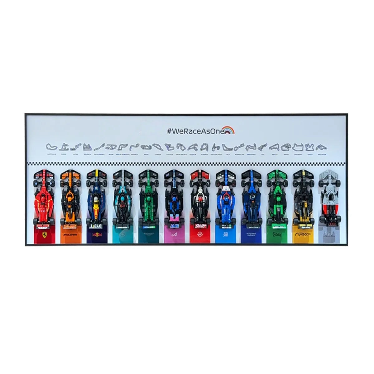 Wall Display Frame for LEGO® Speed Champions F1 | 12-Car | Grand Prix | White