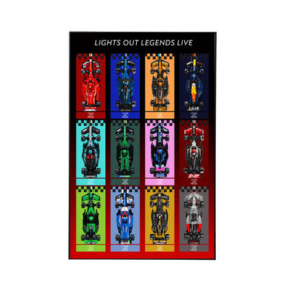 Wall Display Frame for LEGO® Speed Champions F1 | 12-Car | Race of Colors | 50 × 80 cm